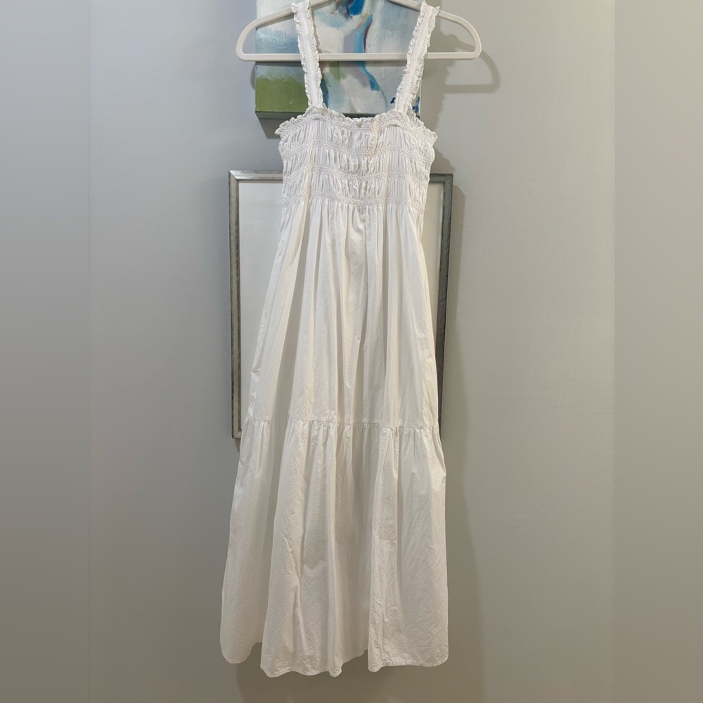 French Connection Cream Ruffled Dress